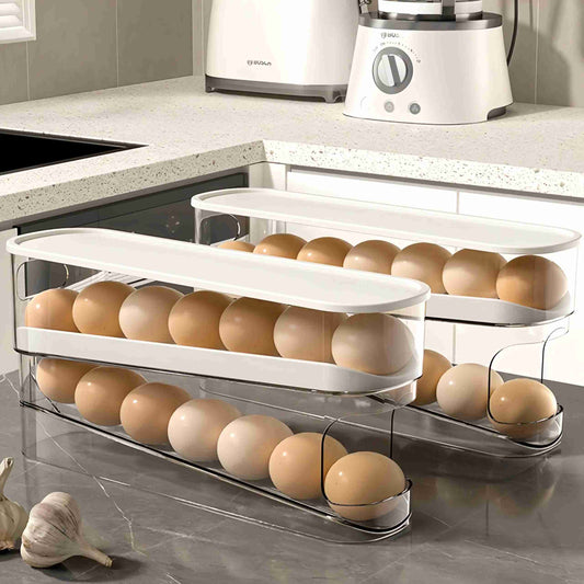 Rolling Egg Dispenser Refrigerator Organizers Containers Storage Box Automatic Sliding Spiral Egg Holder Home kitchen Gadgets